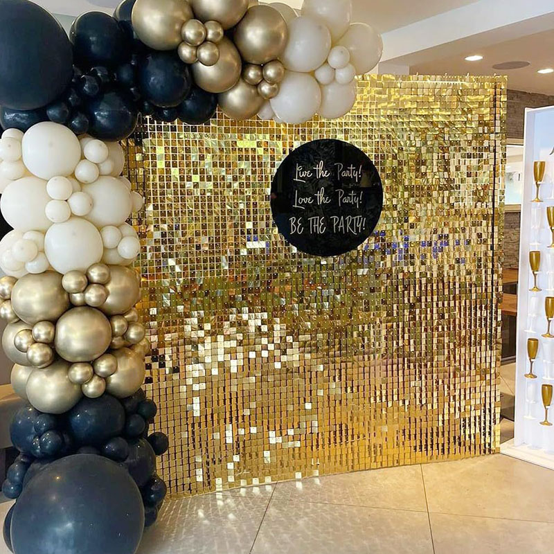 Sequin Fabric Panel - 6-27 stuks licht gouden glanzende wandpanelen