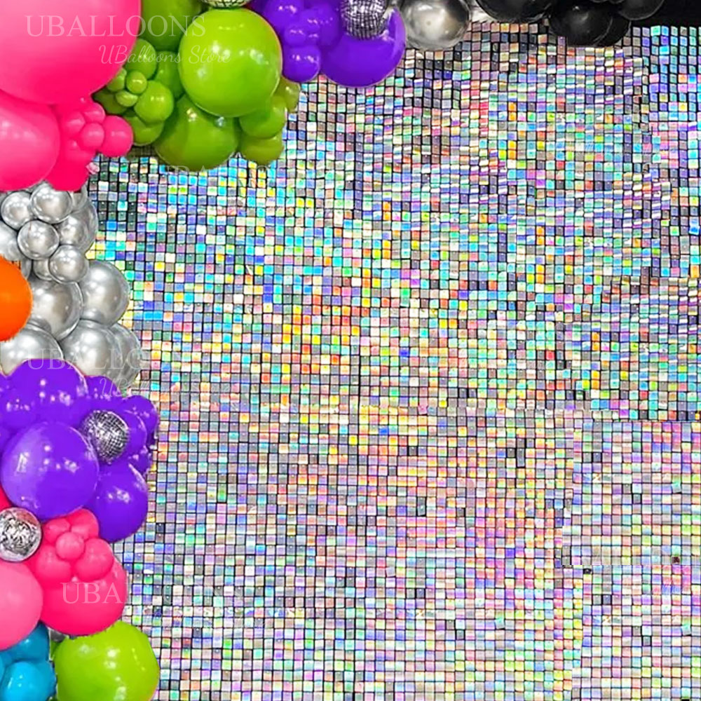 Sequin Fabric Panel - Iriserende zilveren glans wandpanelen 12-24 stuks