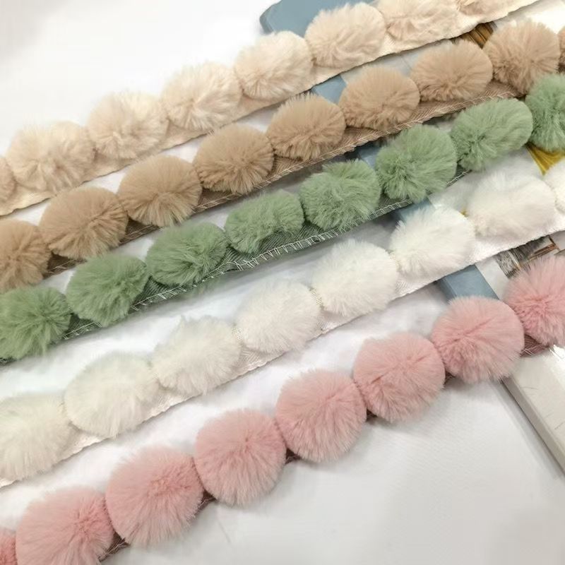 Fringe Ribbon Sewing - 3cm Faux Konijnenbont Pom Pom Bal