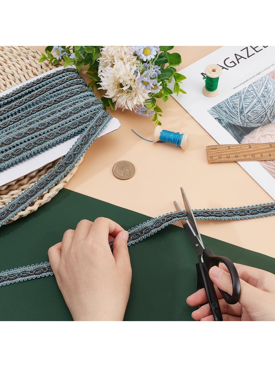 32 yards blauwe gevlochten ran - Fringe Ribbon Sewing recensie en prijs